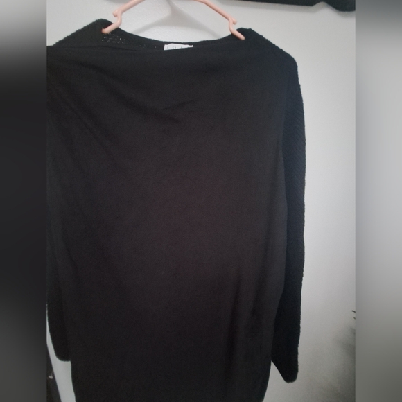 Joan Rivers Plush Faux Suede Waterfall Front Black Cardigan Size M - Picture 6 of 8